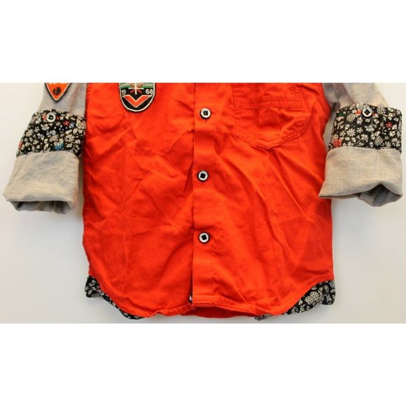 Nick Fashion Red Button Down Kreater Jeans Long Sleeve Shirt Sz 3 Sports Cars - Picture 4 of 8